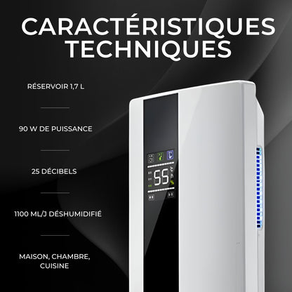 Déshumidificateur & Purificateur d'Air - Silencieux pour Maison, Chambre, Cuisine