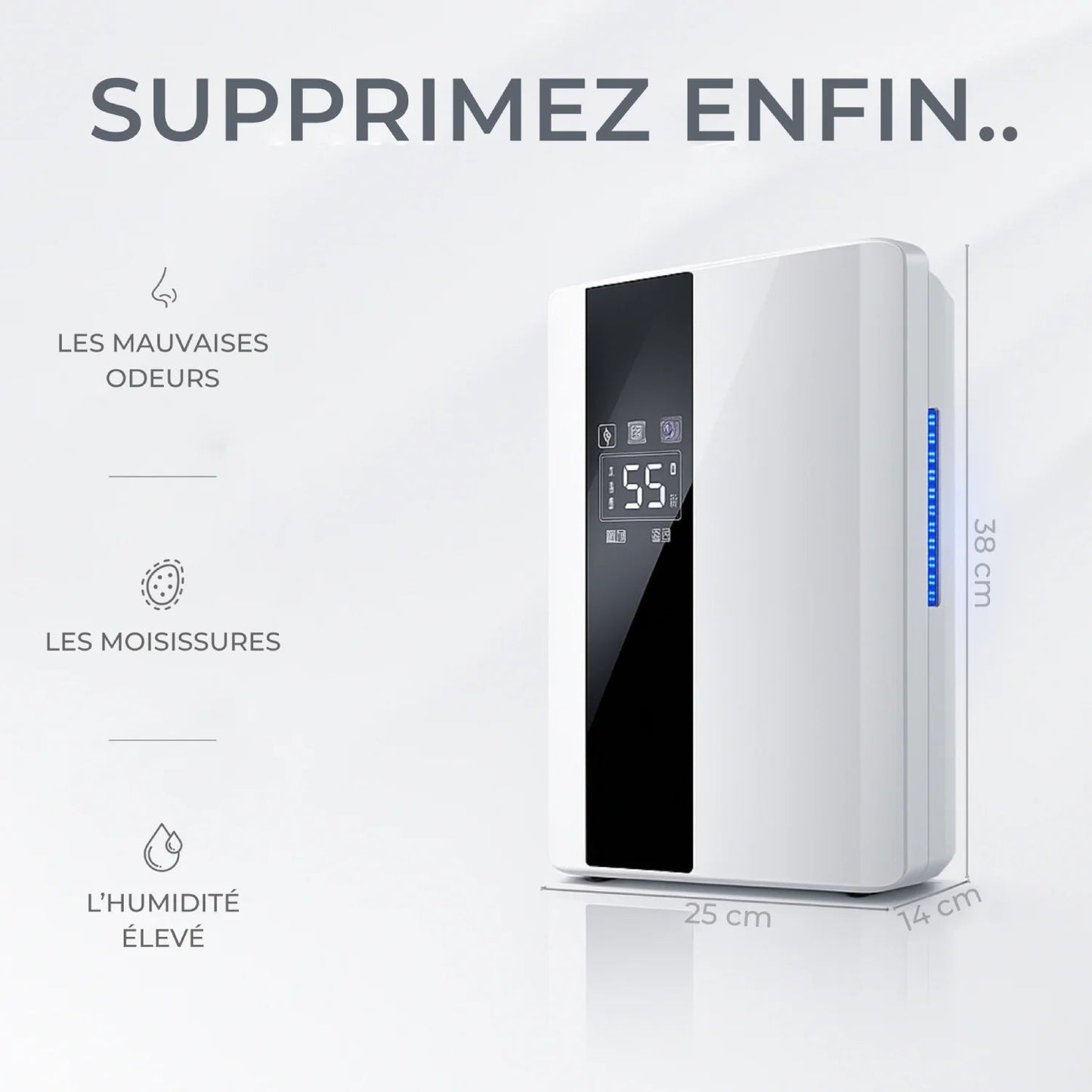 Déshumidificateur & Purificateur d'Air - Silencieux pour Maison, Chambre, Cuisine